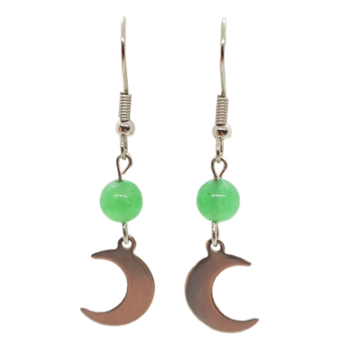 Boucles d&#39;oreilles - Aventurine et croissant de lune