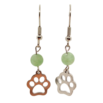 Boucles d&#39;oreilles - Aventurine mate et patoune