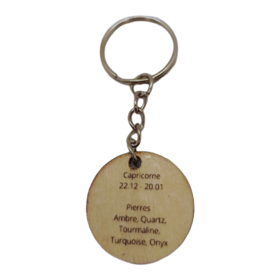 Porte-clés en bois verni - Astro Capricorne