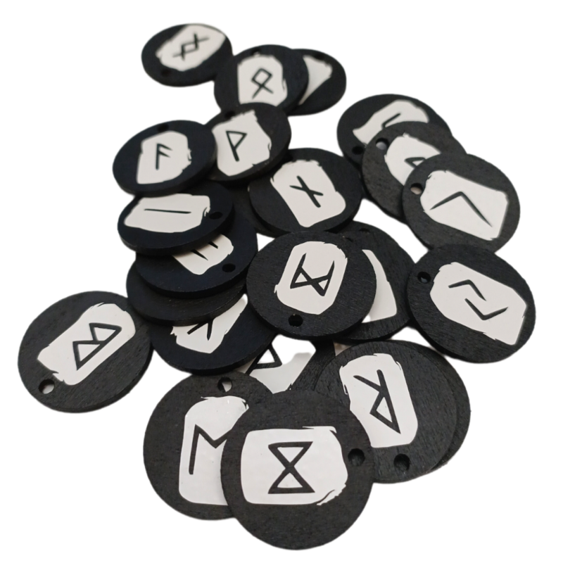 Set de runes Futhark en bois peint personnalisable - Vinyl
