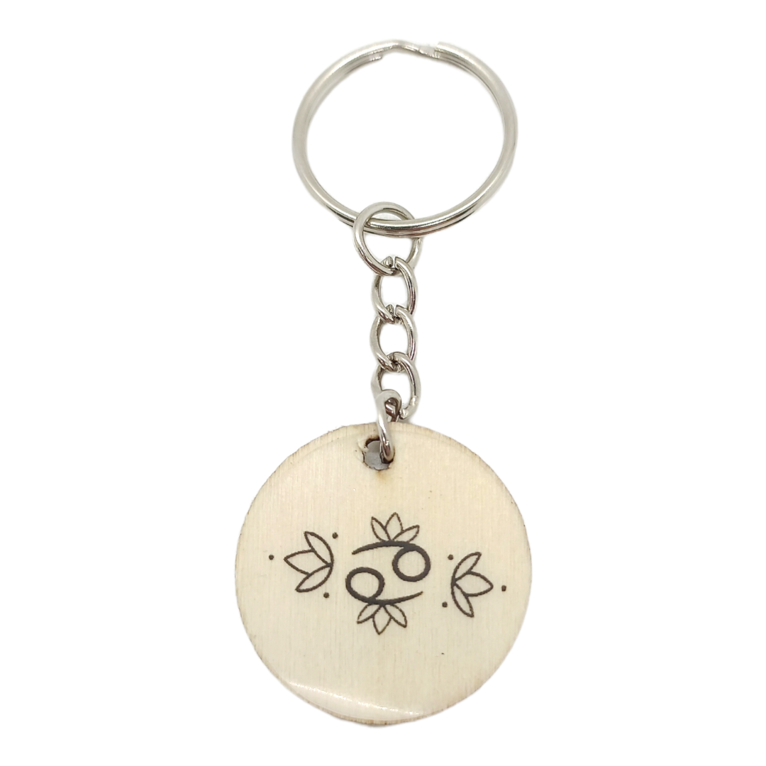 Porte-clés en bois verni - Astro Cancer