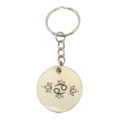 Porte-clés en bois verni - Astro Cancer