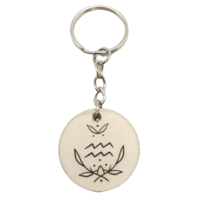 Porte-clés en bois verni - Astro Verseau