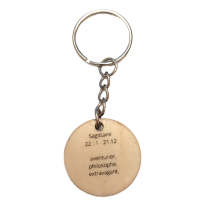 Porte-clés en bois verni - Astro Sagittaire