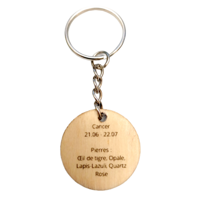 Porte-clés en bois verni - Astro Cancer