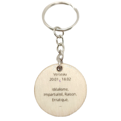 Porte-clés en bois verni - Astro Verseau