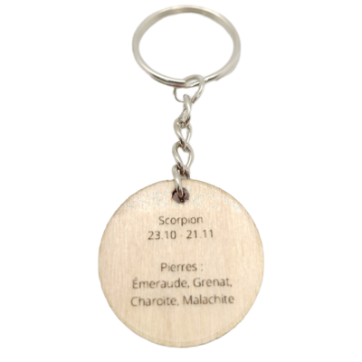 Porte-clés en bois verni - Astro Scorpion