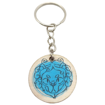 Porte-clés en bois verni - Astro Lion