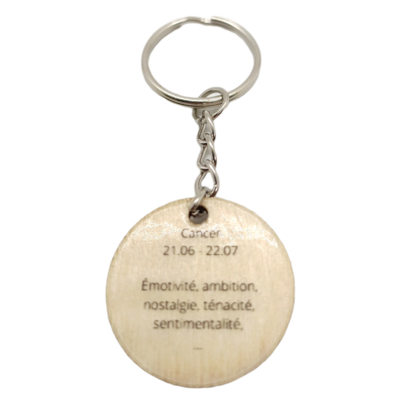 Porte-clés en bois verni - Astro Cancer
