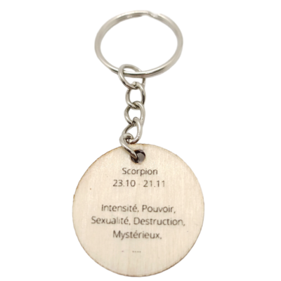 Porte-clés en bois verni - Astro Scorpion