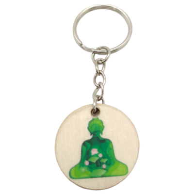 Porte-clés en bois verni - Bouddha