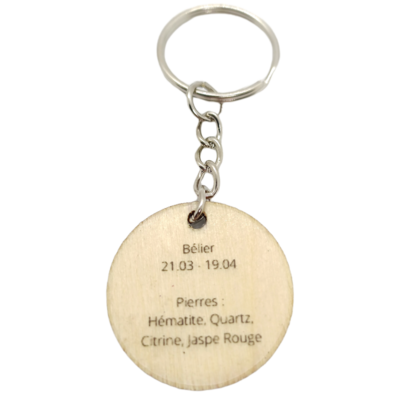 Porte-clés en bois verni - Astro Bélier