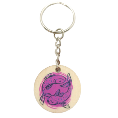 Porte-clés en bois verni - Astro Poisson