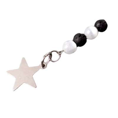 Médaille pour animal - Sélénite, Pierre de lave et pendentif étoile