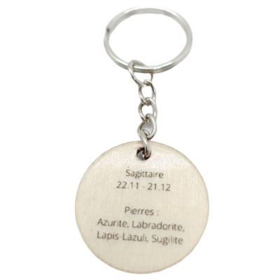 Porte-clés en bois verni - Astro Sagittaire