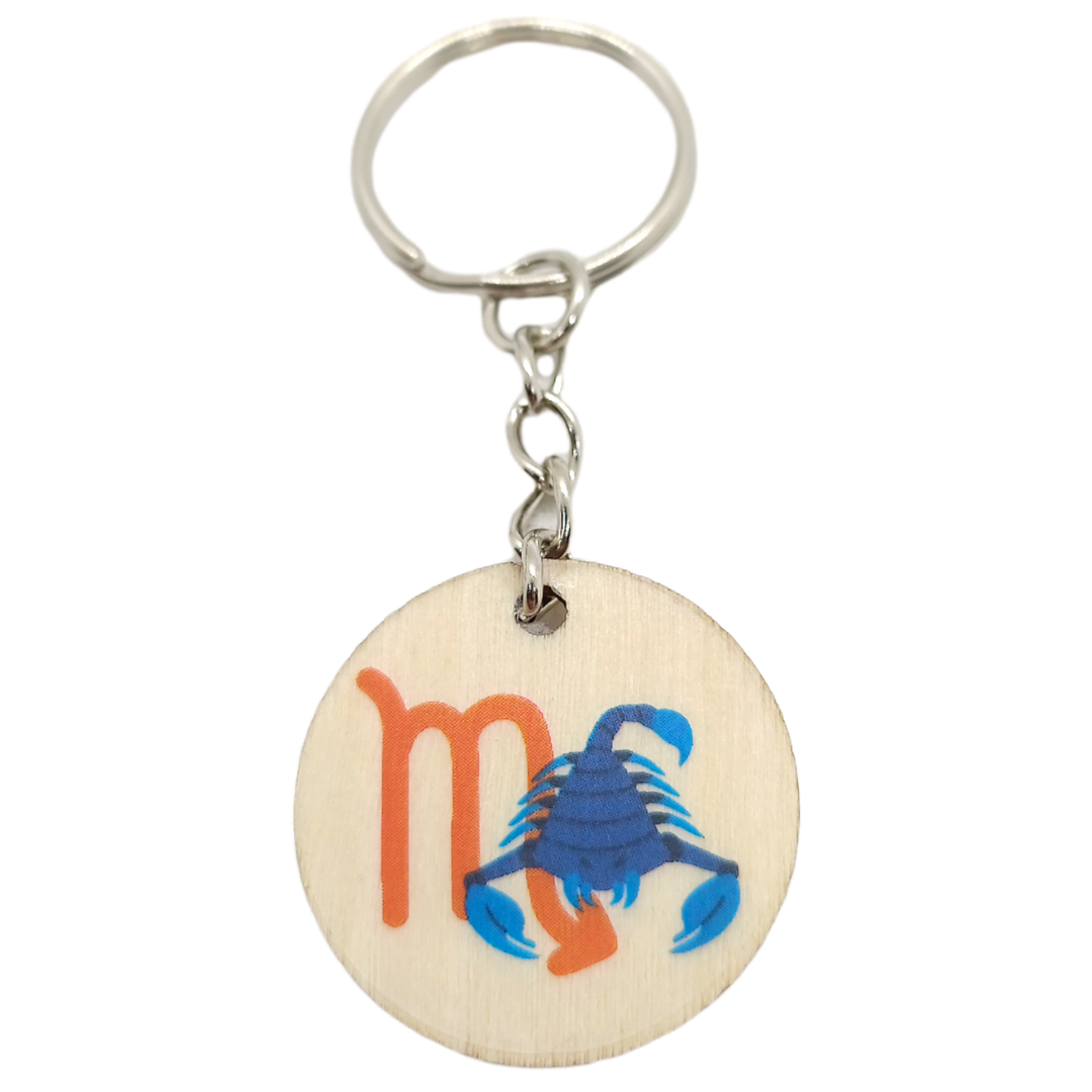 Porte-clés en bois verni - Astro Scorpion