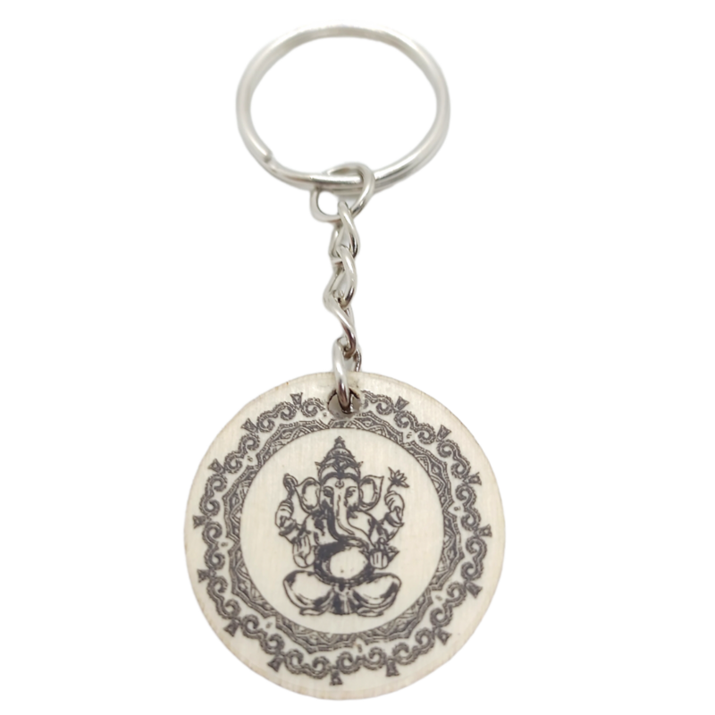 Porte-clés en bois verni - Ganesh