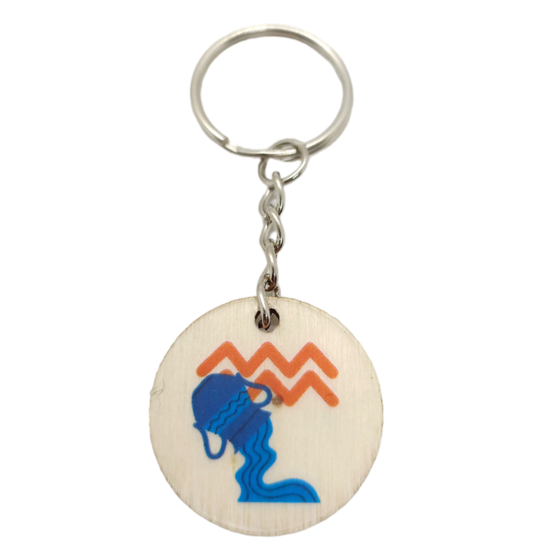Porte-clés en bois verni - Astro Verseau