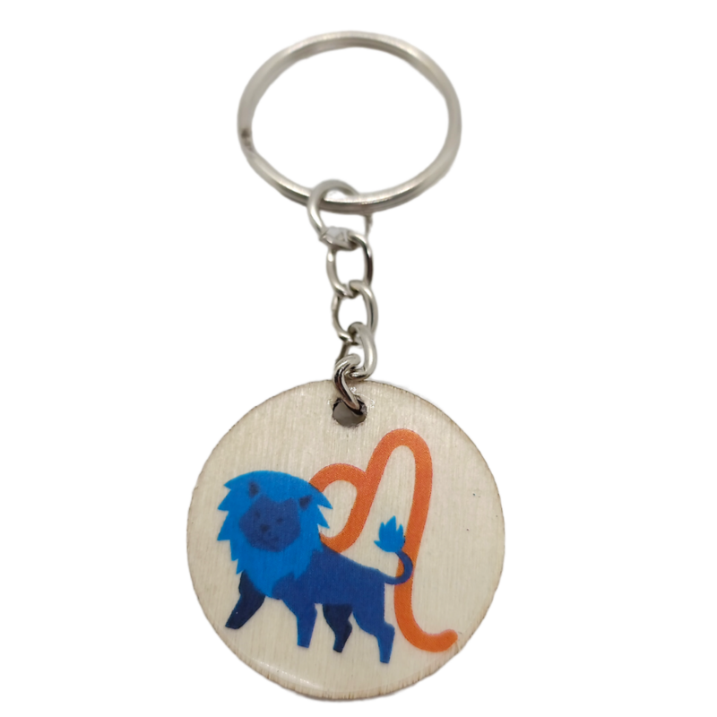 Porte-clés en bois verni - Astro Lion