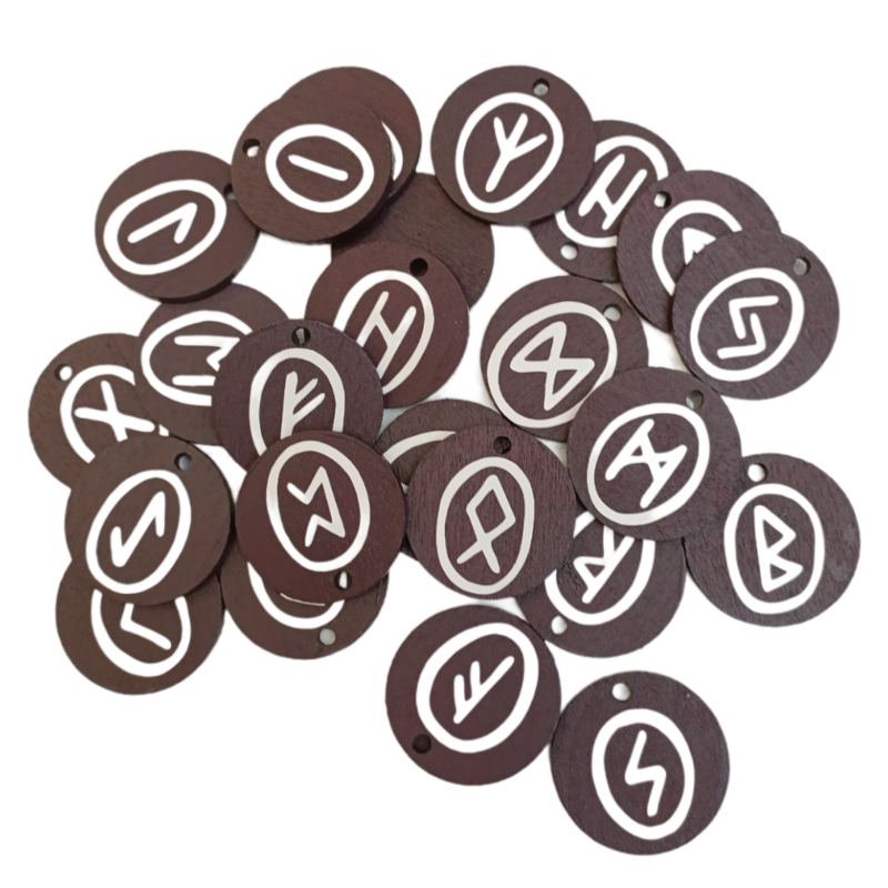Set de runes Futhark en bois peint personnalisable - Vinyl