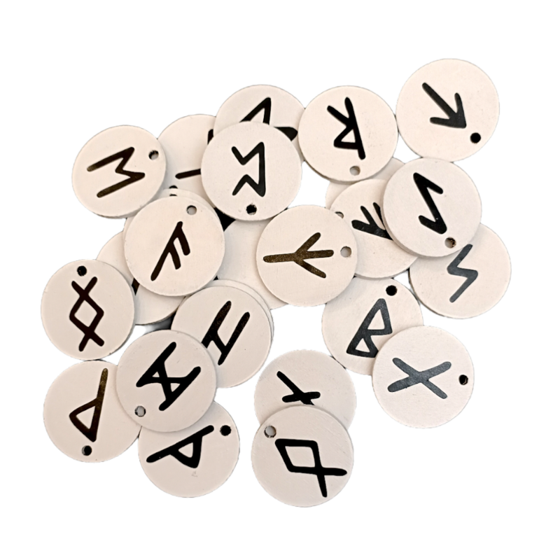Set de runes Futhark en bois peint personnalisable - Vinyl
