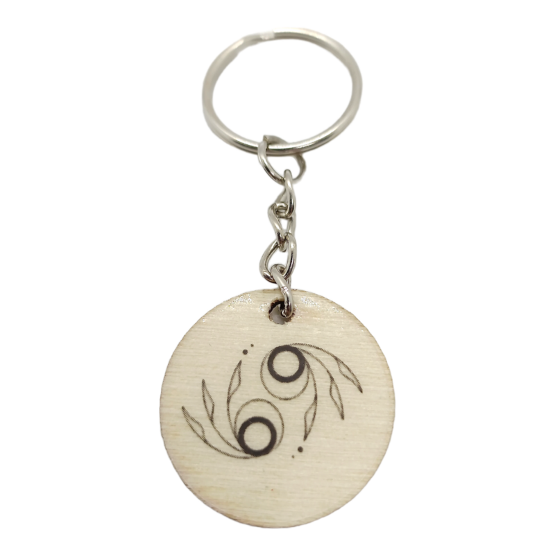 Porte-clés en bois verni - Astro Cancer