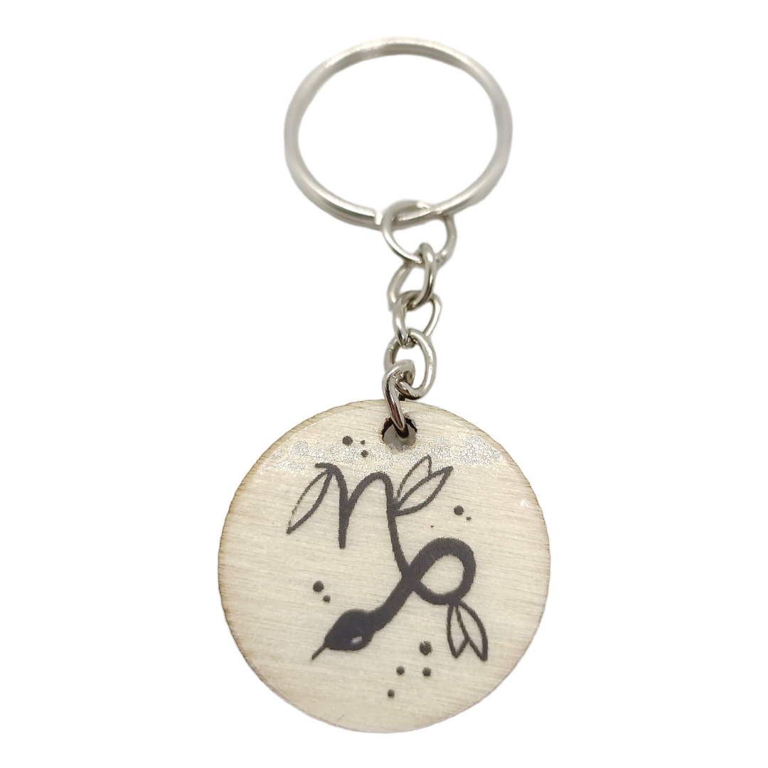 Porte-clés en bois verni - Astro Capricorne