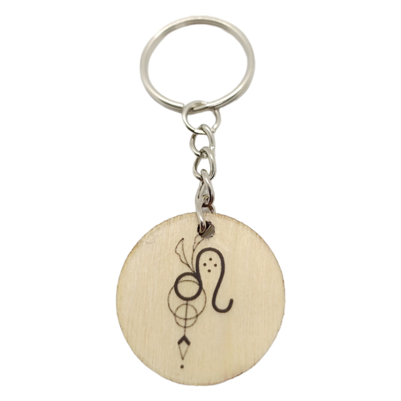 Porte-clés en bois verni - Astro Lion