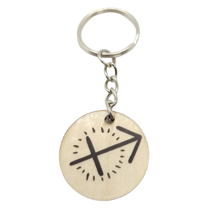 Porte-clés en bois verni - Astro Sagittaire