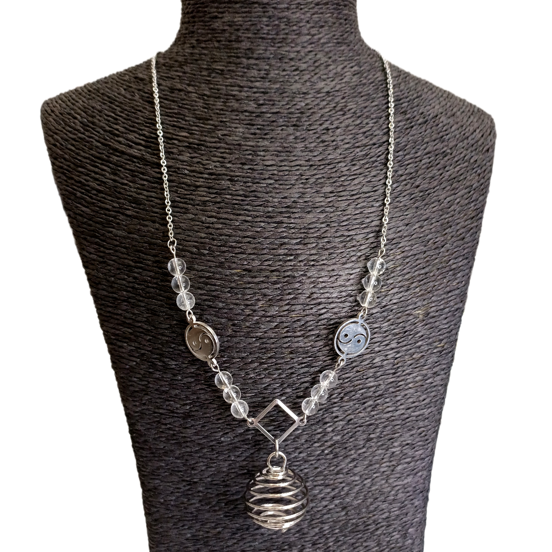 Collier cage à pierre et quartz