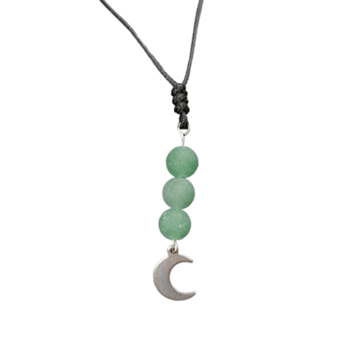 Collier petite lune - Aventurine verte mate 8mm
