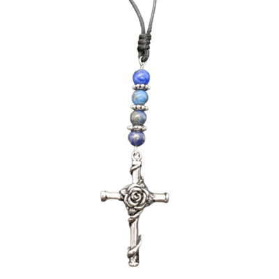 Collier rose croix - Lapis Lazuli - 6 mm