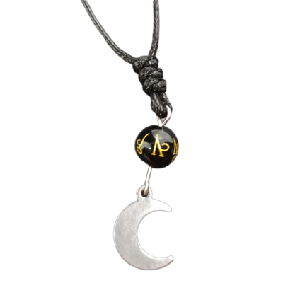 Collier petite lune - Obsidienne sculptée 6 mm