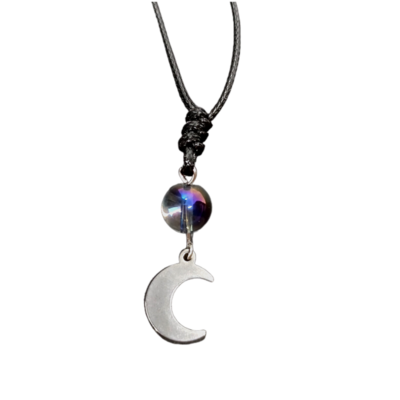 Collier petite lune - Aqua aura 8 mm