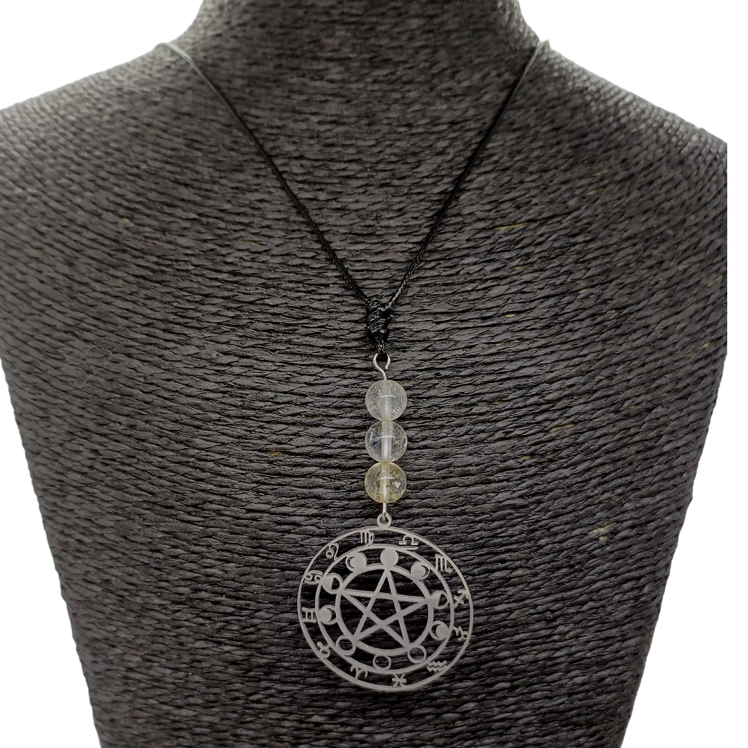 Collier pentacle - citrine - 8 mm