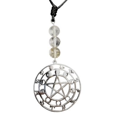 Collier pentacle - citrine - 8 mm