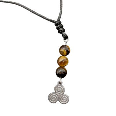 Collier triskel - oeil de tigre 6 mm