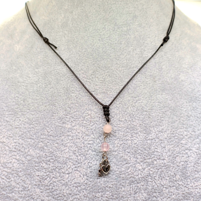 Collier cœur cadenas - Quartz rose 6 mm
