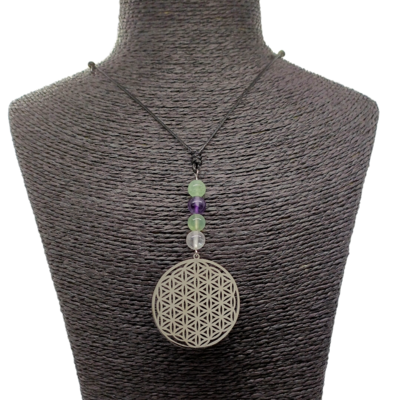 Collier Fleur de vie - fluorite