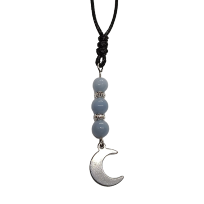 Collier petite lune - Angélite 6 mm