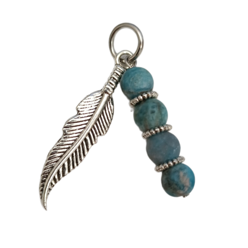 Médaille pour animal - Apatite et plume
