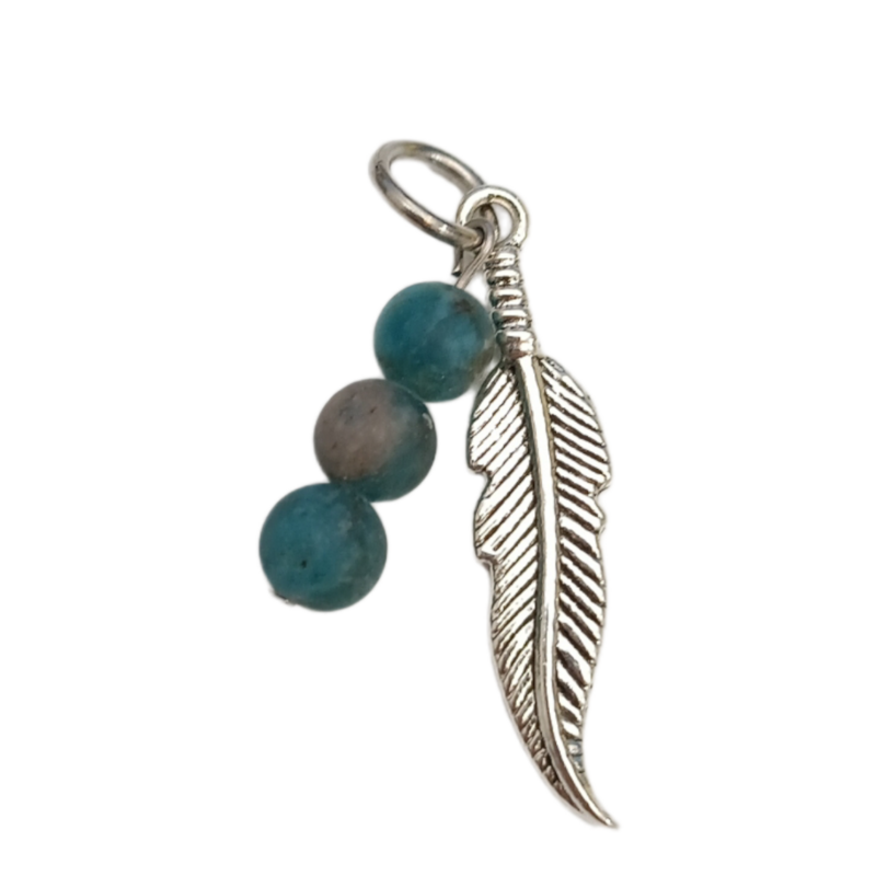 Médaille pour animal - Apatite et plume