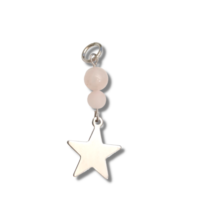 Médaille pour animal - Quartz rose et étoile