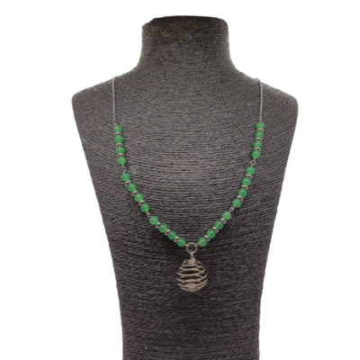 Collier cage à pierre avec Aventurine