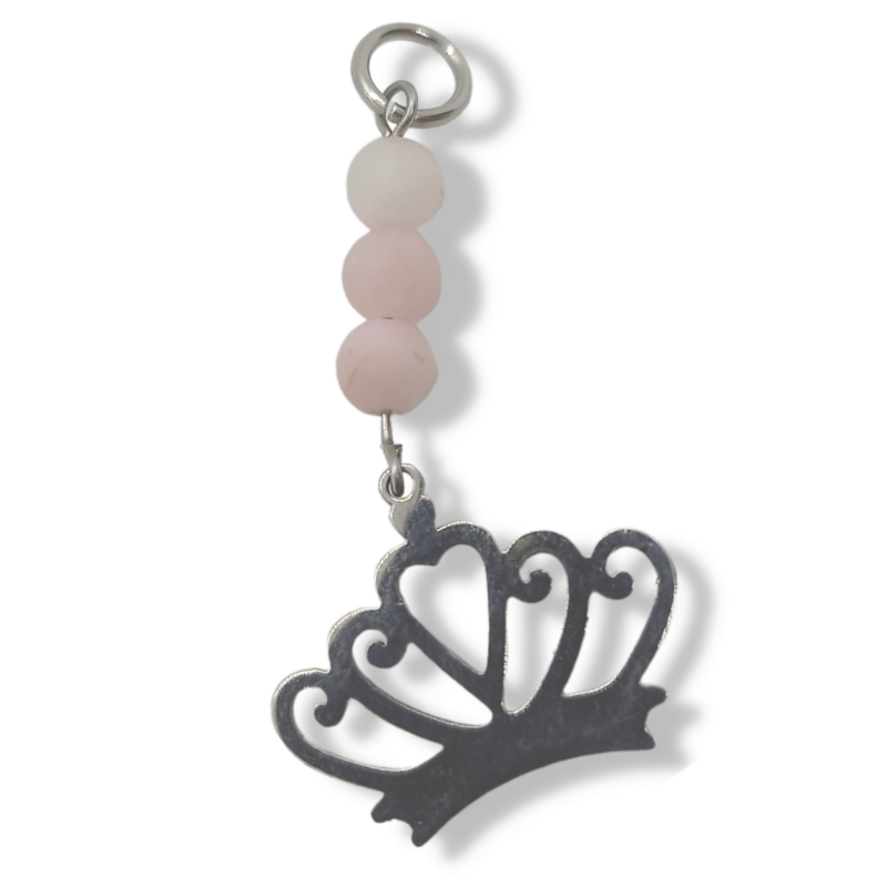 Médaille pour animal - Quartz rose et couronne