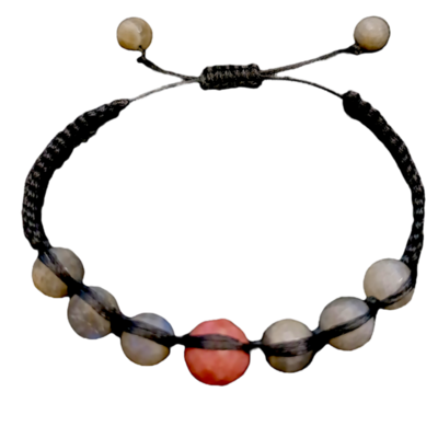 Bracelet de cheville en macramé - Labradorite et Rhodonite