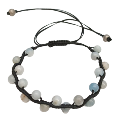 Bracelet en macramé - Aigue marine 6 mm