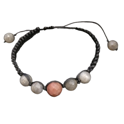 Bracelet en macramé - Labradorite et Rhodonite
