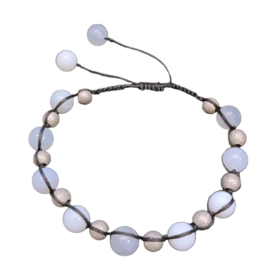 Bracelet en macramé - Calcédoine bleue