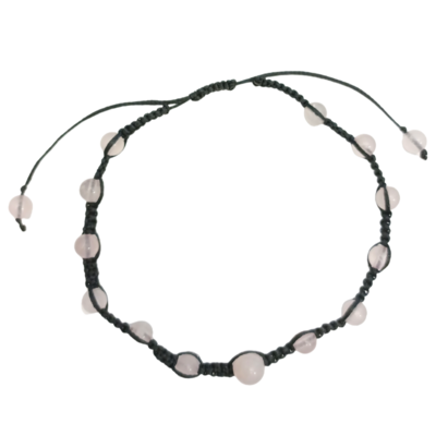Bracelet de cheville en macramé - Quartz rose